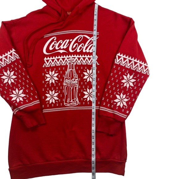 Coca Cola Coke Snowflake Ugly Sweater Long Hoodie Sweatshirt - Size SM - Picture 7 of 8
